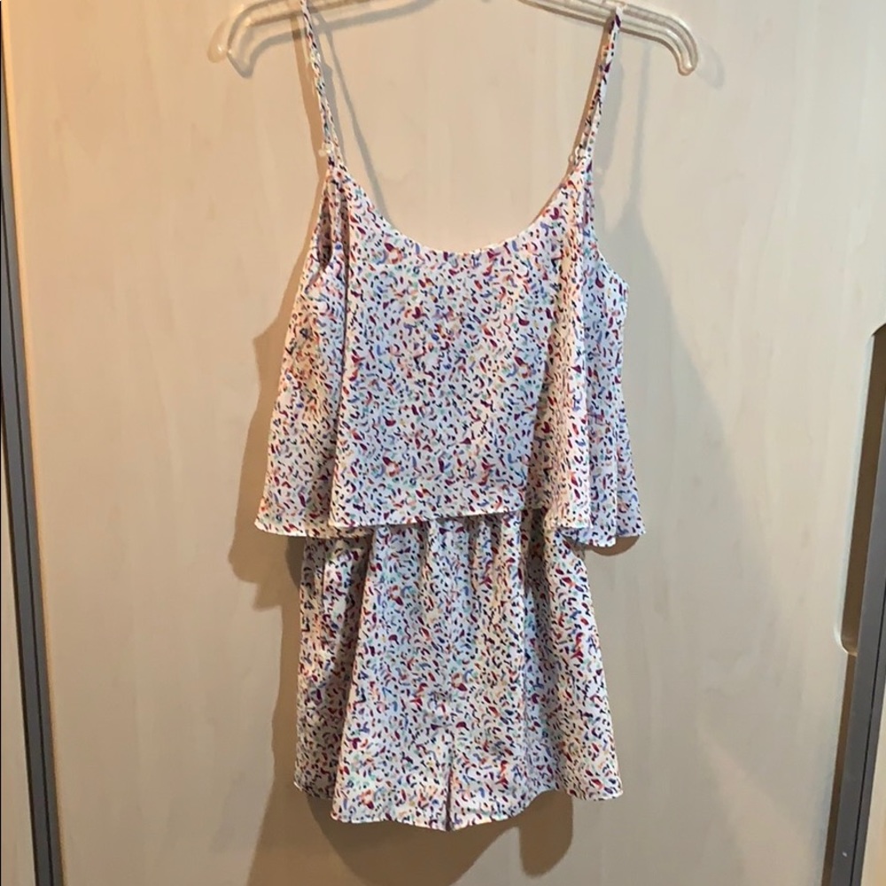 White BCBG floral romper